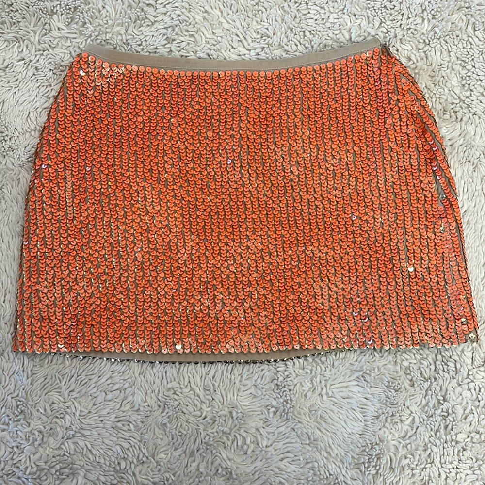 Raga glitz and glam orange mini skirt size small NWT